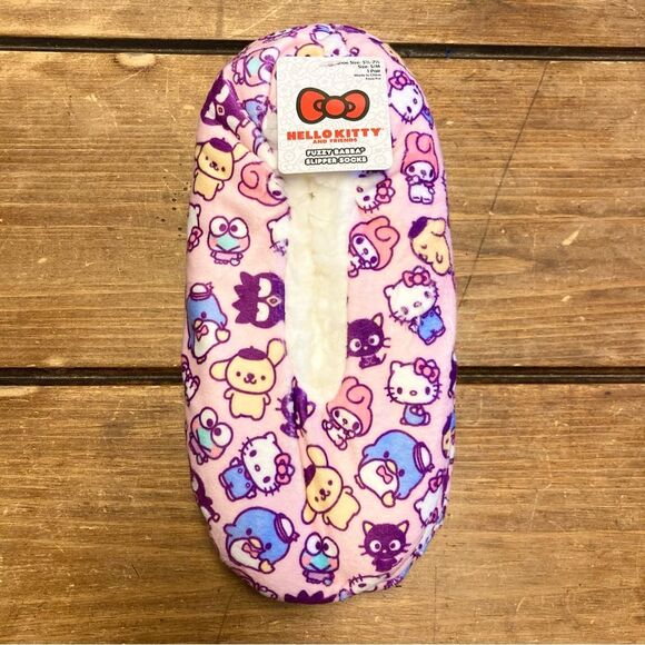 Hello Kitty and Friends Sanrio Fuzzy Babba Cozy’s Slipper Socks Pink Purple NWT - Picture 1 of 6